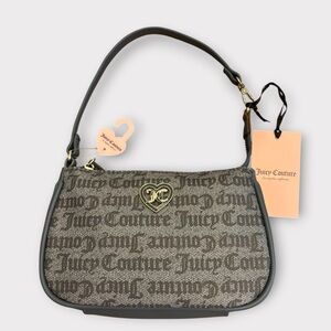 Juicy Couture Blue & Silver Monogram Shoulder Bag with Gold Heart Accent